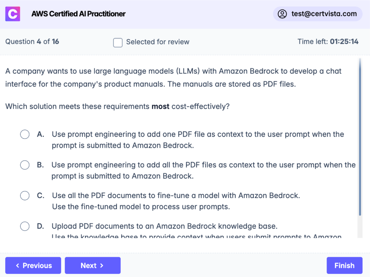 CertVista's AI Practitioner question bank contains hundreds of exam-style questions that accurately replicate the certification exam environment.