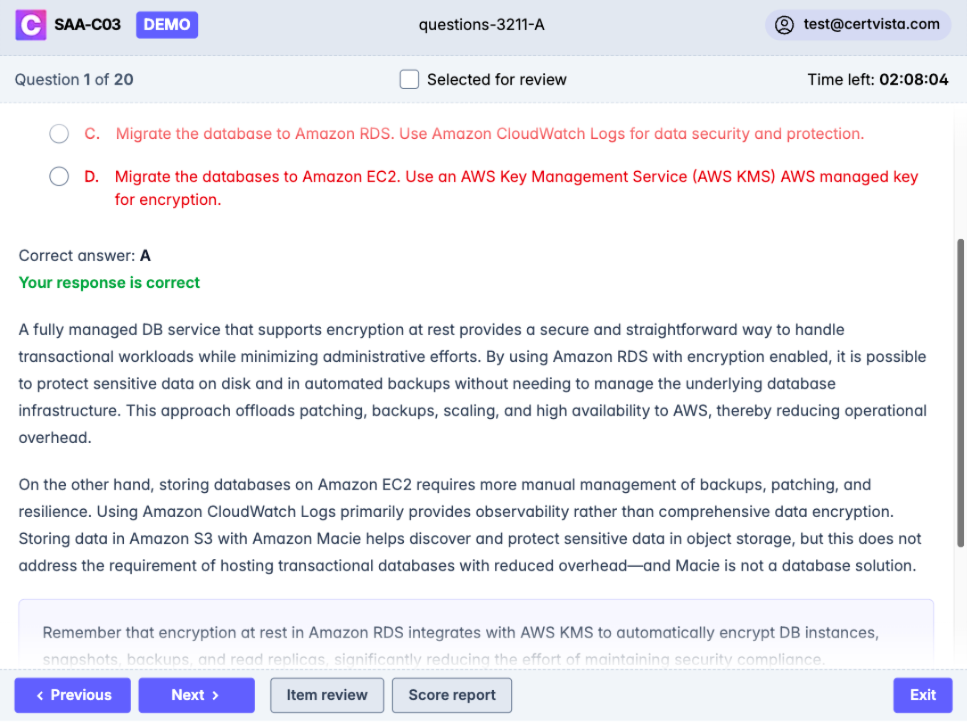 With CertVista SAA-C03, you'll not simply practice some questions - you'll learn the concepts, AWS services, and best practices required to pass the SAA-C03 exam.